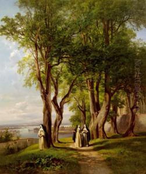 Im Klostergarten Oil Painting by Anton Hansch