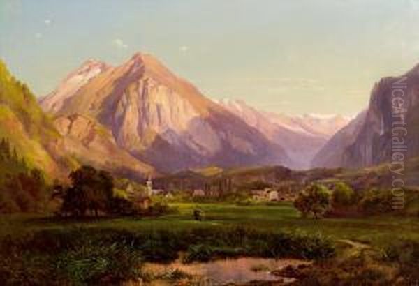 Alpenlandschaft Oil Painting by Anton Hansch