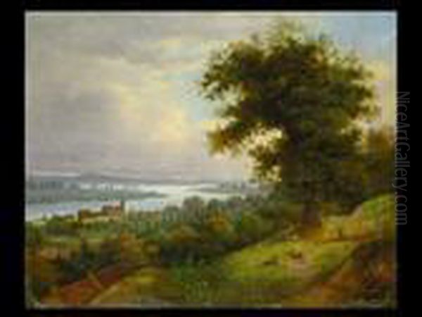 Flusslandschaft Oil Painting by Anton Hansch