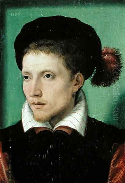 Portrait of Young Equestrian, 1560 Oil Painting by Francois Clouet