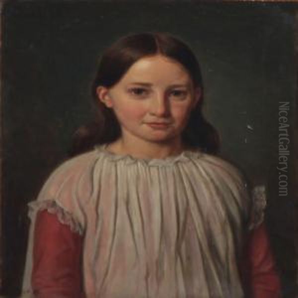 Portrait Of A Little Girl Presumably One Of The Painter'sdaughters Oil Painting by Constantin Hansen