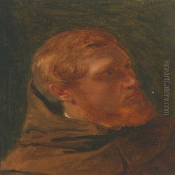 Portrait Of A Young Monk Oil Painting by Constantin Hansen