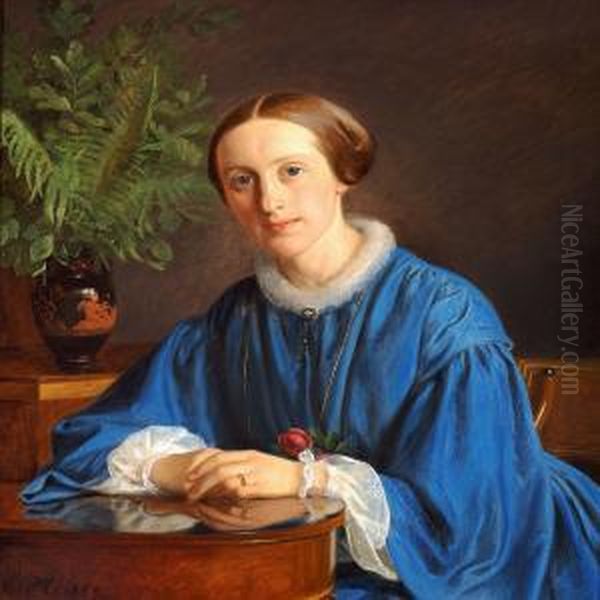 Portrait Of A Lady Oil Painting by Constantin Hansen