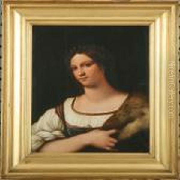 A Woman's Portraitafter Sebastiano Del Piombo Oil Painting by Constantin Hansen