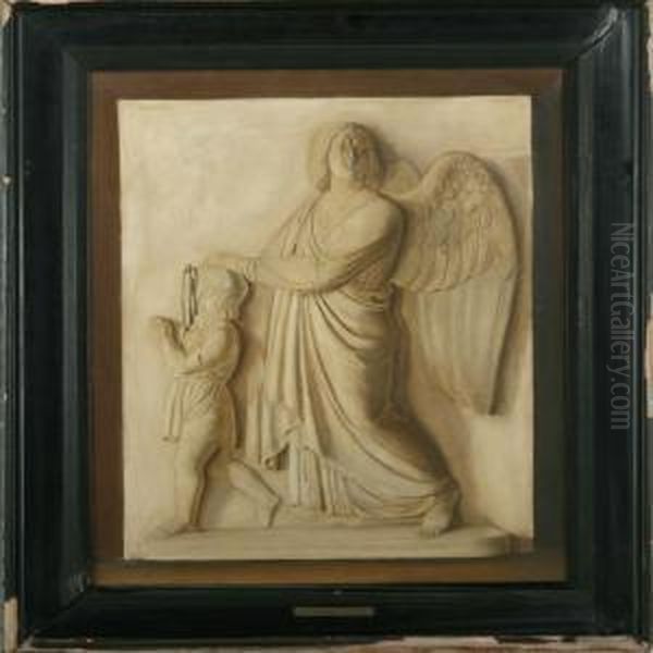 Jesus With An Angel Oil Painting by Constantin Hansen