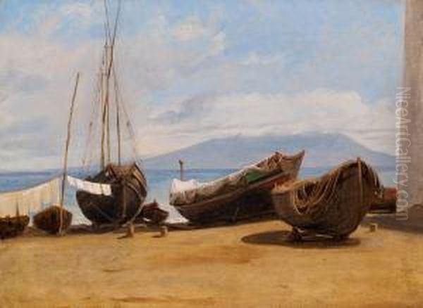 The Gulf At Castelamare Oil Painting by Constantin Hansen