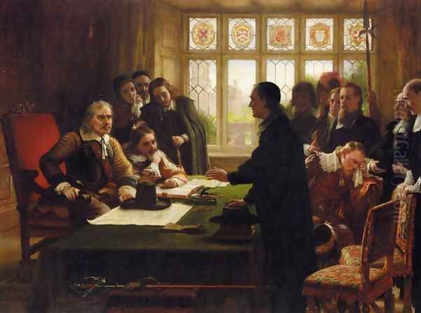 Oliver Cromwell and His Secretary John Milton, Receiving a Deputation Seeking Aid for the Swiss Protestants Oil Painting by Charles West Cope