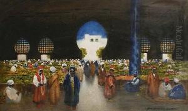 The Flower Market Oil Painting by Hans Jacob Hansen