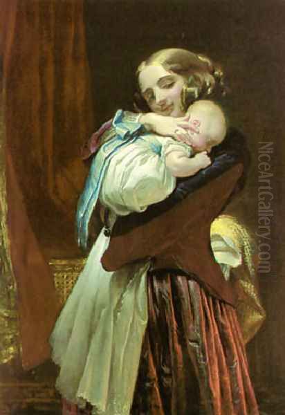 Maternal affection Oil Painting by Charles West Cope