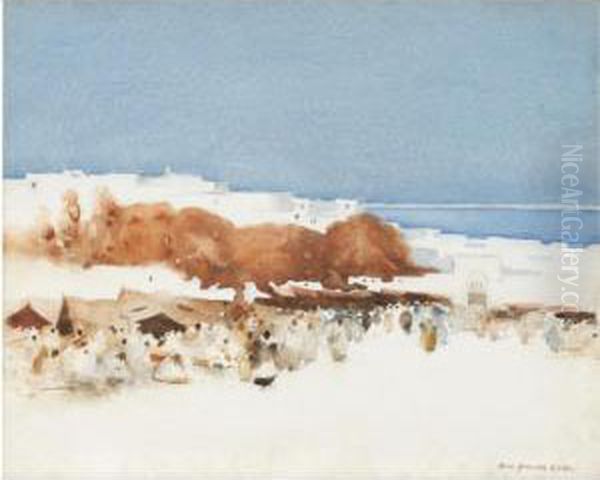 A North African Encampment Oil Painting by Hans Jacob Hansen