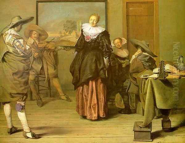 The Dancing Lesson 1627 Oil Painting by Pieter Codde