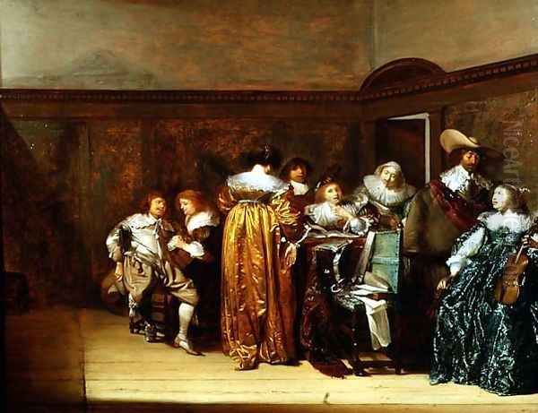 Dutch Cavaliers and their Ladies Making Music, 1631 Oil Painting by Pieter Codde