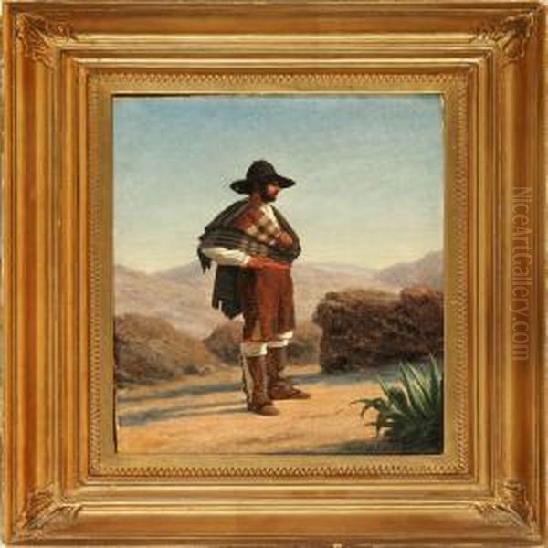 An Italian Man On Amountain Road Oil Painting by Heinrich Hansen