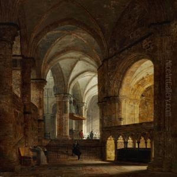 Interior From Canterbury Cathedral With The Tomb Of The Black Prince Oil Painting by Heinrich Hansen