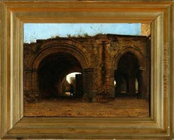 A Ruin In York Oil Painting by Heinrich Hansen