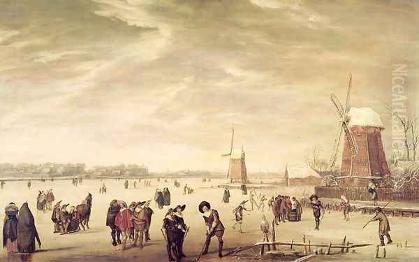 Games on the Ice Oil Painting by Pieter Codde