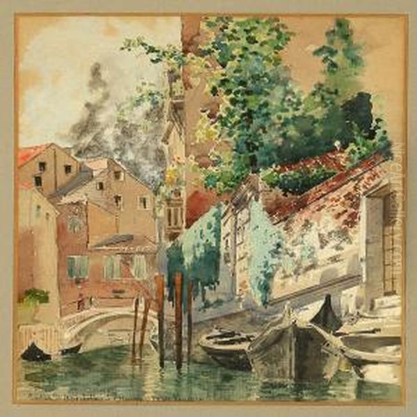 Canal Scene From Venice Oil Painting by I.T. Hansen