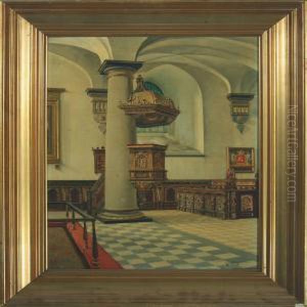 Interior From The Church In Kronborg Castle Oil Painting by I.T. Hansen