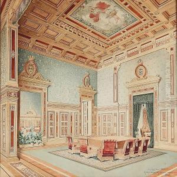 The King's Room At The Nordic Industrial Oil Painting by Josef Theodor Hansen