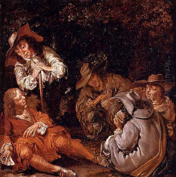 Travelers Resting On A Path Oil Painting by Pieter Codde