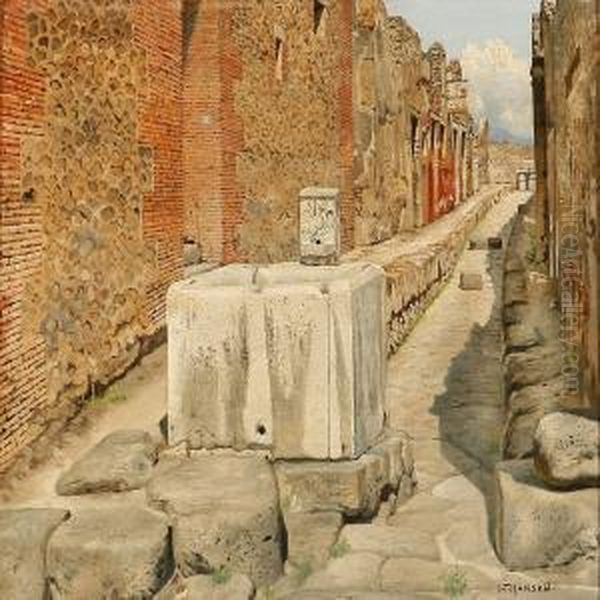 Vicolo Del Gallo, Pompei Oil Painting by Josef Theodor Hansen