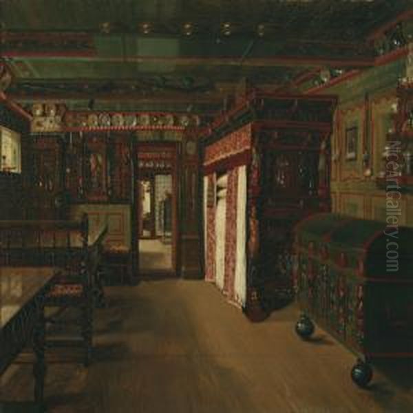 Interior From A Farmhouse Oil Painting by Josef Theodor Hansen