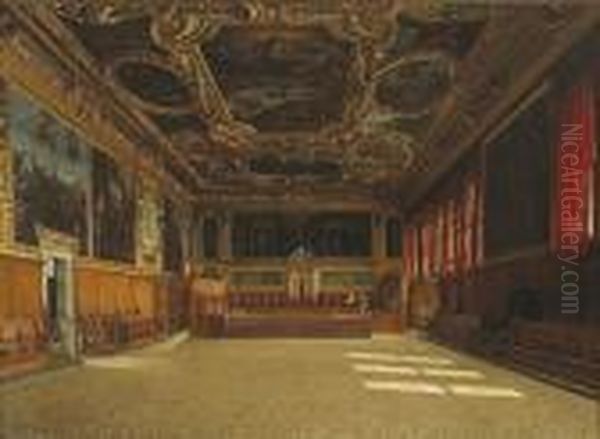 Sala Del Senato, Palazzo Ducale, Venice Oil Painting by Josef Theodor Hansen