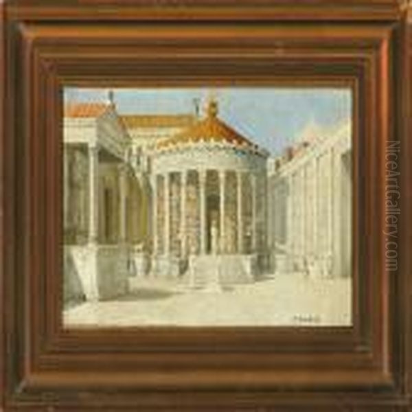 Temples In Rome Oil Painting by Josef Theodor Hansen