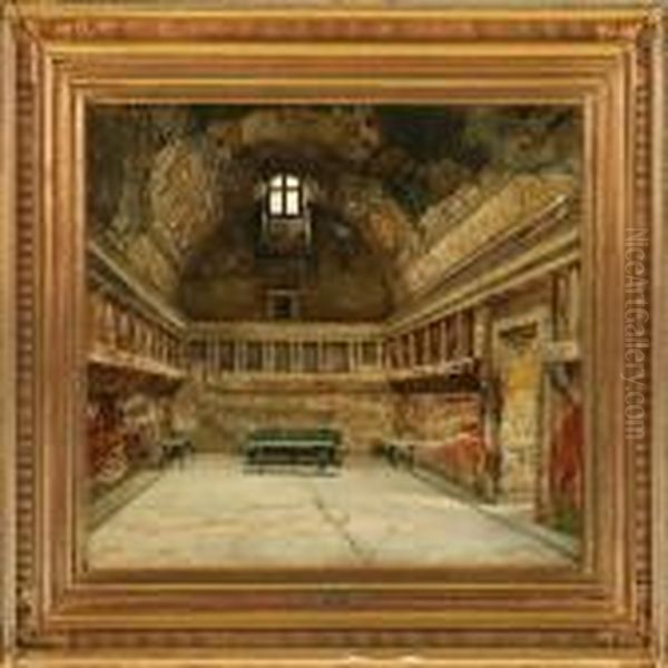 Pompeiian Interior Oil Painting by Josef Theodor Hansen