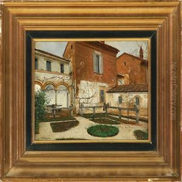 An Italian Patio Oil Painting by Josef Theodor Hansen