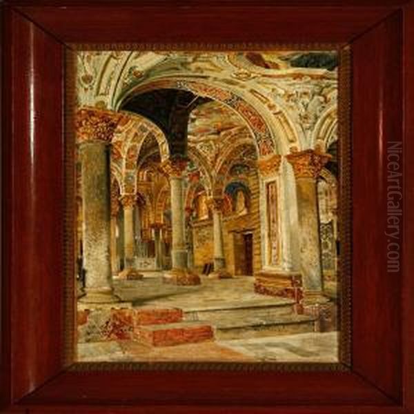 Interior From Capella Palentina, Sicily Oil Painting by Josef Theodor Hansen