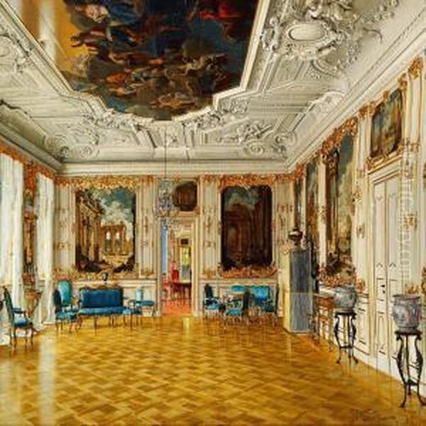 The Garden Hall At Fredensborg Palace Oil Painting by Josef Theodor Hansen