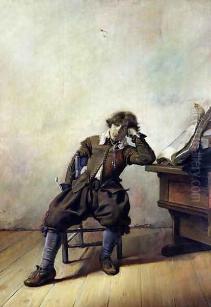 A Young Student in his Study or, The Smoker, c.1630-33 Oil Painting by Pieter Codde