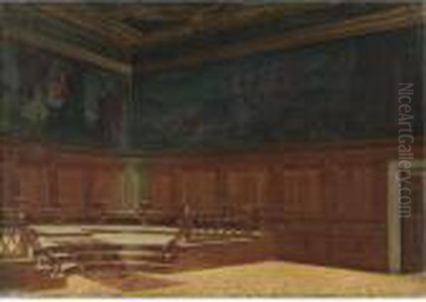 Palazzo Del Doge, Sala Della Bussola, Venezia Oil Painting by Josef Theodor Hansen