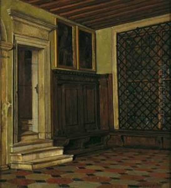 Interior, Doges Palace, Venice Oil Painting by Josef Theodor Hansen