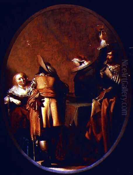 Conversation Oil Painting by Pieter Codde