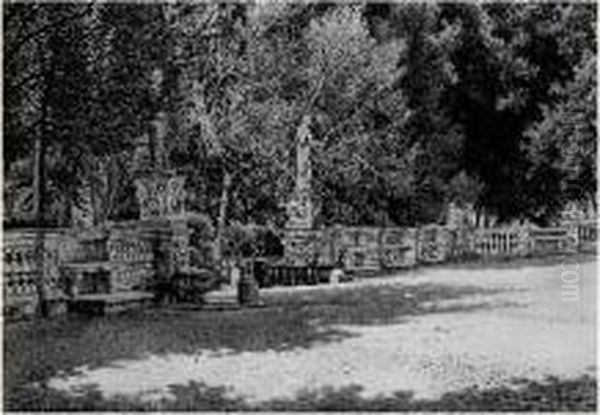 Terrasses Dans Les Jardins De La Villa Borghese Oil Painting by Josef Theodor Hansen