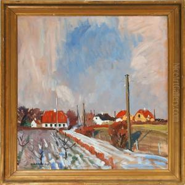 Scenery From Thuro, Winter Oil Painting by Niels Hansen