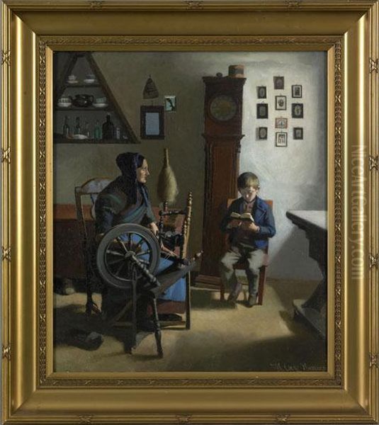 Interior Scene Oil Painting by Niels Christian Hansen