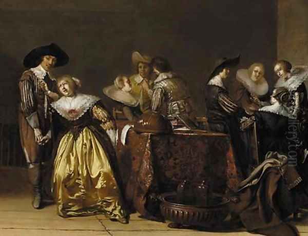 Elegant company in an interior Oil Painting by Pieter Codde