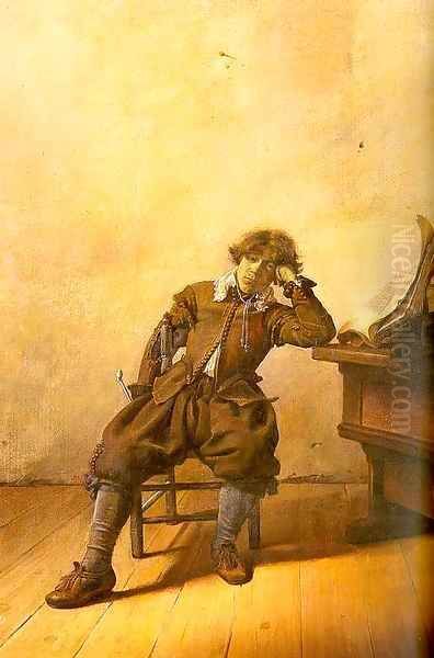 Young Scholar in his Study 1630 Oil Painting by Pieter Codde