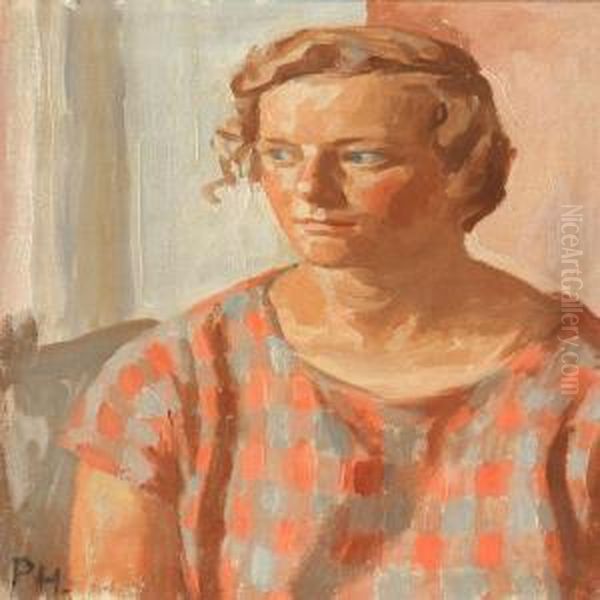 Portrait Of A Woman Oil Painting by Peter Marius Hansen