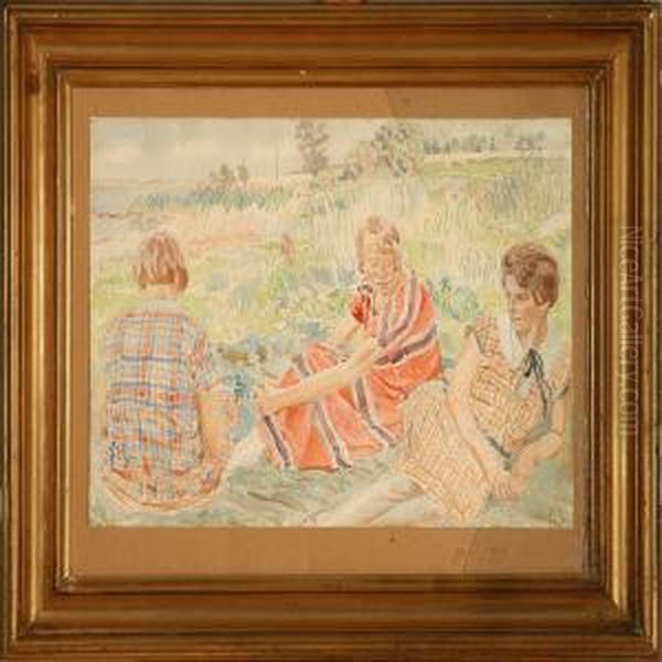 Three Women Oil Painting by Peter Marius Hansen