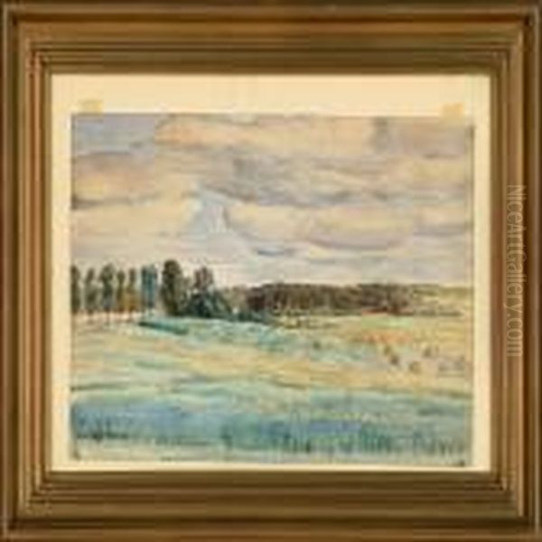 Harvest Landscape Oil Painting by Peter Marius Hansen