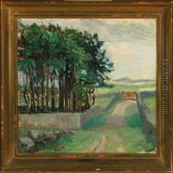 A Danish Summer Landscape Oil Painting by Peter Marius Hansen