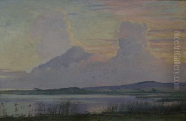 View Of A Lake Oil Painting by Sigvard Hansen