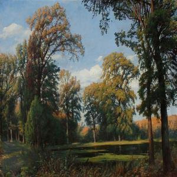 October Day In The Woods Oil Painting by Sigvard Hansen