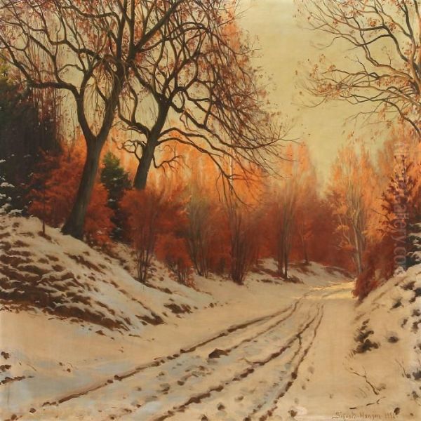 Winter Day In A Forest Oil Painting by Sigvard Hansen