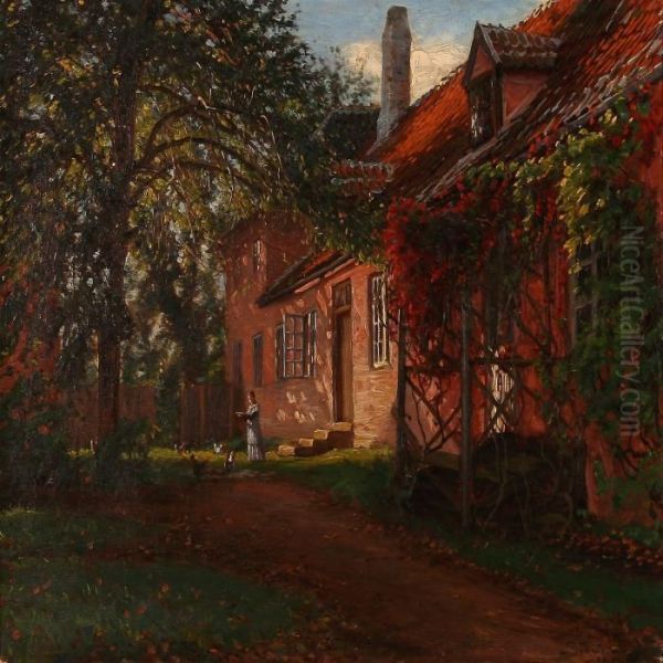 Fra Forpagtergaarden Oil Painting by Sigvard Hansen