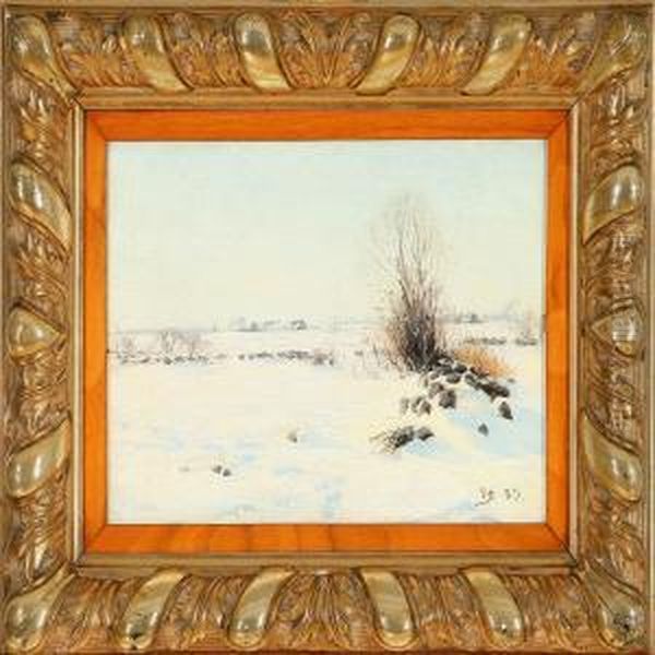 Winter Landscape Oil Painting by Sigvard Hansen